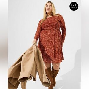 Red long sleeve mini dress